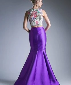 Cinderella Divine - 12013 Two Piece Bateau Mikado Mermaid Dress Formal Gowns