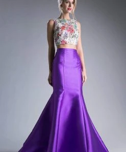 Cinderella Divine - 12013 Two Piece Bateau Mikado Mermaid Dress Formal Gowns