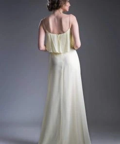 Cinderella Divine - 13010 Flounce Bodice Chiffon A-Line Dress