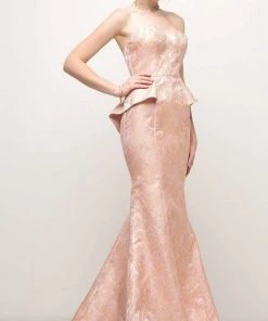 Formal Gowns Cinderella Divine - 13312 Strapless Peplum Mermaid Gown