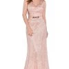 Cinderella Divine - 1420 Beaded Lace V-neck Sheath Dress 2 Cinderella Divine - 1420 Beaded Lace V-neck Sheath Dress