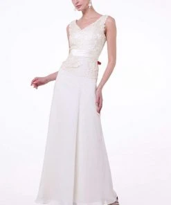 Formal Gowns Cinderella Divine - 1455 Sequin-Ornate Lace Peplum Detailed Long Formal Dress