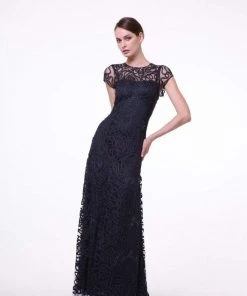 Cinderella Divine - 1920 Embellished Illusion Jewel Neck Sheath Dress Formal Gowns