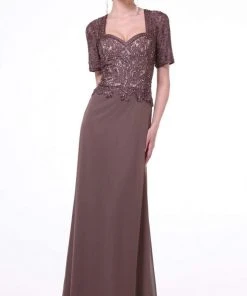 Formal Gowns Cinderella Divine - 1942 Embroidered Sweetheart Sheath Dress