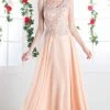 Cinderella Divine - 1945 Sleeveless Lace Appliqued A-Line Long Dress Formal Gowns