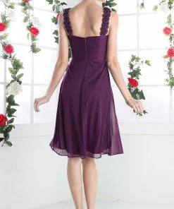 Cinderella Divine - 3801 Floral Strap Empire Waist A-Line Short Dress 12 Cinderella Divine - 3801 Floral Strap Empire Waist A-Line Short Dress