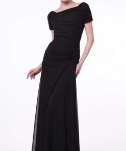 Formal Gowns Cinderella Divine - 3813 Off-Shoulder Ruched Bodice Drop Waist Gown 19 Formal Gowns Cinderella Divine - 3813 Off-Shoulder Ruched Bodice Drop Waist Gown