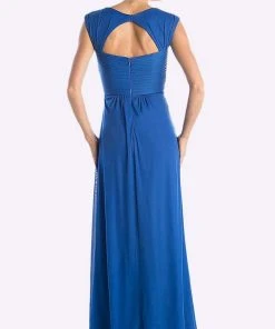 Formal Gowns Cinderella Divine - 3831 Empire Waist Cutout Back Flowy A-Line Gown