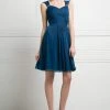 Cocktail Dresses Cinderella Divine - 3832 Wide Strap Keyhole Back Ruched Cocktail Dress