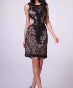 Cinderella Divine - 390S Sheer Cutout Lace Appliqued Sheath Dress Cocktail Dresses 7 Cinderella Divine - 390S Sheer Cutout Lace Appliqued Sheath Dress Cocktail Dresses