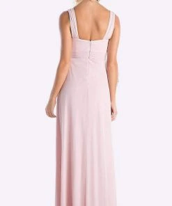 Cinderella Divine - 3984 V-Neck Ruched Bodice Chiffon A-Line Gown Formal Gowns