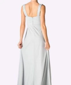 Cinderella Divine - 3984 V-Neck Ruched Bodice Chiffon A-Line Gown Formal Gowns