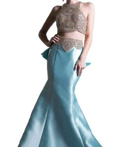 Cinderella Divine - 5045 Two Piece Beaded Mermaid Gown Formal Gowns