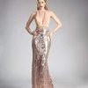 Formal Gowns Cinderella Divine - 62515 Sequined High Halter Evening Gown
