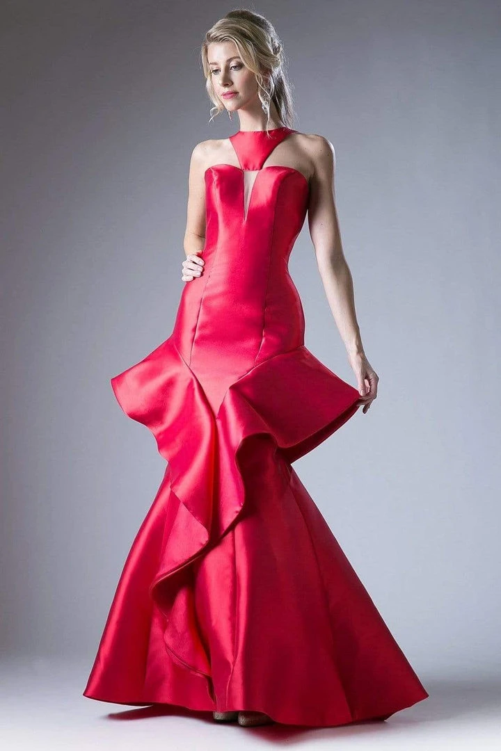 Formal Gowns Cinderella Divine - 71428 High Neck Symmetrical Cascade Mermaid Gown 3 Formal Gowns Cinderella Divine - 71428 High Neck Symmetrical Cascade Mermaid Gown