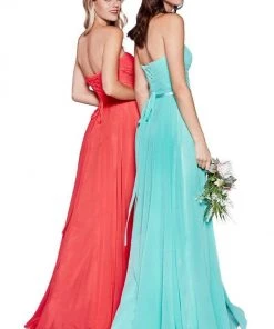 Cinderella Divine - 7455 Strapless Sweetheart Chiffon A-Line Dress Formal Gowns