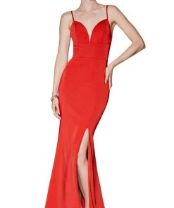 Formal Gowns Cinderella Divine - 7470 Fitted Empire Waist Sleeveless Long Dress