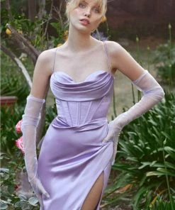 Cinderella Divine 7483 - Draped Corset Prom Dress Formal Gowns