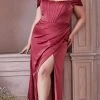 Formal Gowns Cinderella Divine 7484C - High Slit Evening Gown 2 Formal Gowns Cinderella Divine 7484C - High Slit Evening Gown