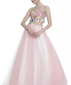 Formal Gowns Cinderella Divine - 7637 Floral Lace Sweetheart Gown