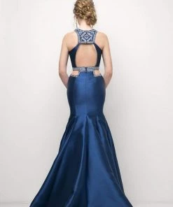 Formal Gowns Cinderella Divine - 83789 Beaded Halter Mermaid Dress