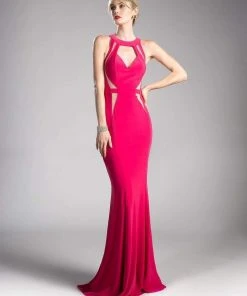 Formal Gowns Cinderella Divine - 84222 Multi-Illusion Cutout Long Mermaid Gown