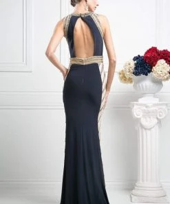 Formal Gowns Cinderella Divine - 8719 Beaded Halter Sheath Dress