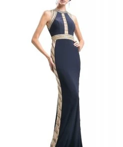 Formal Gowns Cinderella Divine - 8719 Beaded Halter Sheath Dress