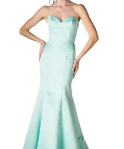 Cinderella Divine - 8792 Strapless Sweetheart Satin Trumpet Gown