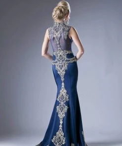 Cinderella Divine - 8946 Embroidered Queen Anne Neck Sheath Dress Formal Gowns 19 Cinderella Divine - 8946 Embroidered Queen Anne Neck Sheath Dress Formal Gowns