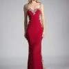 Cinderella Divine - 8988 Sleeveless Lace Sweetheart Fitted Dress Formal Gowns