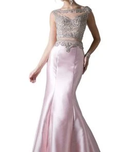 Cinderella Divine - 8990 Jewel Beaded Illusion Bodice Mermaid Gown Formal Gowns