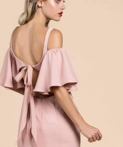 Cinderella Divine - A0079 Cold Off-Shoulder Flair Sleeves Mermaid Gown Formal Gowns