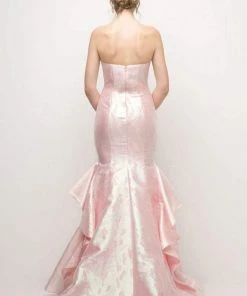 Formal Gowns Cinderella Divine - A5033 Strapless Jacquard Layered Mermaid Gown