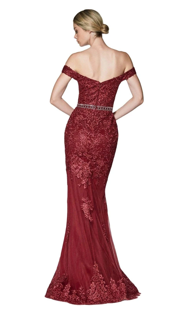Cinderella Divine - AM122 Off Shoulder Beaded Lace Appliqued Gown Formal Gowns 5 Cinderella Divine - AM122 Off Shoulder Beaded Lace Appliqued Gown Formal Gowns