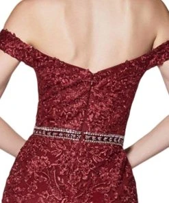 Cinderella Divine - AM122 Off Shoulder Beaded Lace Appliqued Gown Formal Gowns 12 Cinderella Divine - AM122 Off Shoulder Beaded Lace Appliqued Gown Formal Gowns