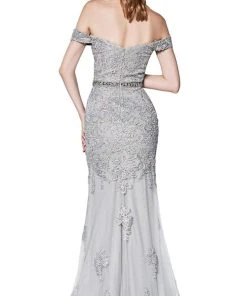 Cinderella Divine - AM122 Off Shoulder Beaded Lace Appliqued Gown Formal Gowns 15 Cinderella Divine - AM122 Off Shoulder Beaded Lace Appliqued Gown Formal Gowns