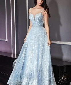 Formal Gowns Cinderella Divine - AM518 Sleeveless Sequined A-Line Gown