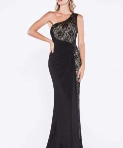Cinderella Divine - Asymmetric Lace Sheath Evening Dress Formal Gowns