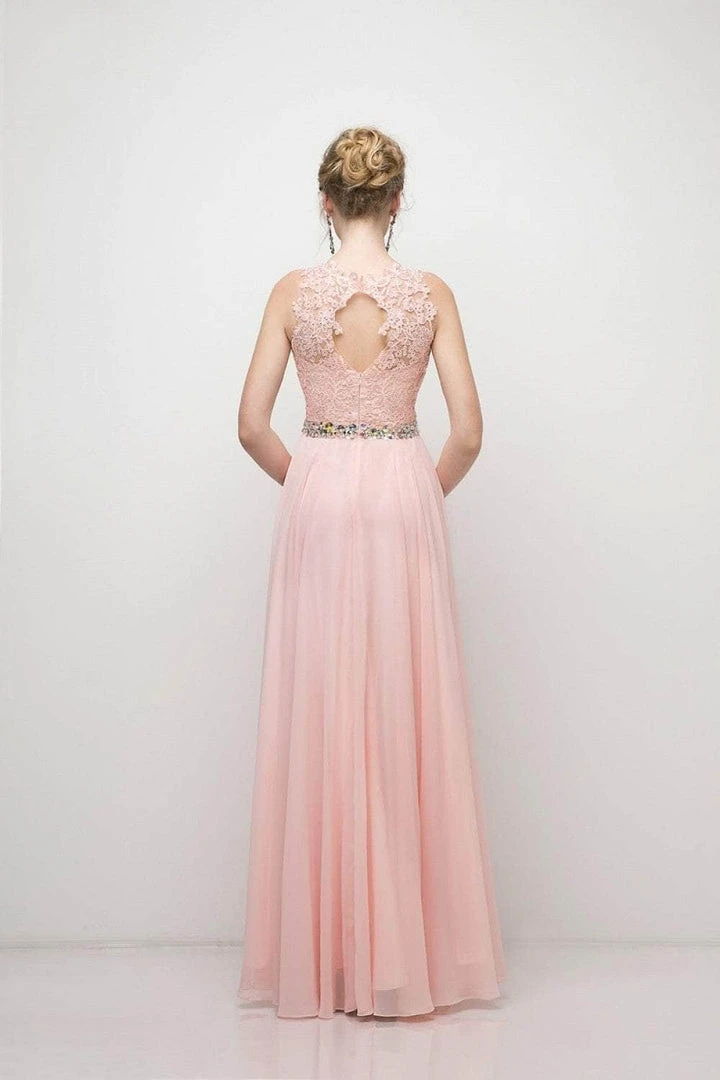 Formal Gowns Cinderella Divine - B1601 Embellished Belt Lace A-Line Chiffon Dress 4 Formal Gowns Cinderella Divine - B1601 Embellished Belt Lace A-Line Chiffon Dress
