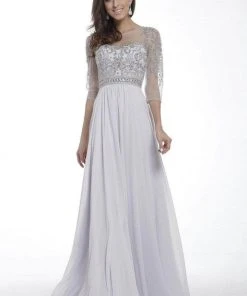 Cinderella Divine - Bateau Embellished Formal Dress JC4082 - 1 Pc Silver In Size L Available