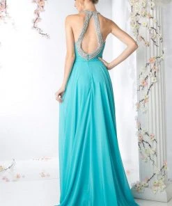 Cinderella Divine - Bead Embellished High Halter Evening Dress Formal Gowns