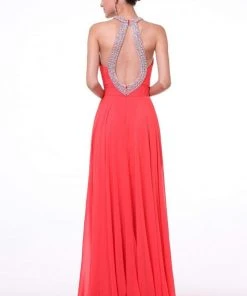 Cinderella Divine - Bead Embellished High Halter Evening Dress Formal Gowns