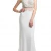 Formal Gowns Cinderella Divine - Beaded High Neck Faux Two-Piece Sheath Evening Gown