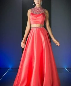 Formal Gowns Cinderella Divine - Beaded High Neck Two Piece Evening Gown