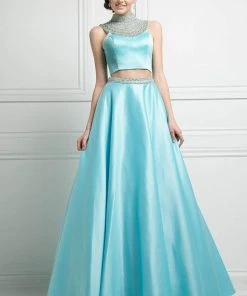 Formal Gowns Cinderella Divine - Beaded High Neck Two Piece Evening Gown