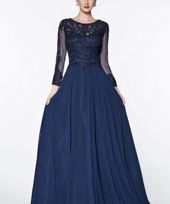 Formal Gowns Cinderella Divine - Beaded Jewel A-Line Evening Gown CD0127 - 1 Pc Mauve In Size 3X Available