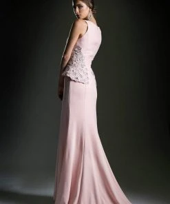 Cinderella Divine - Beaded Lace V-neck Trumpet Dress