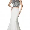 Cinderella Divine - Beaded Sleeveless Two-Piece Chiffon Evening Gown