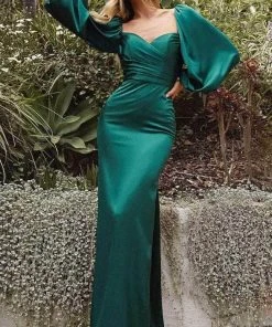 Cinderella Divine - Billowy Sleeve Off Shoulder Prom Dress 7482